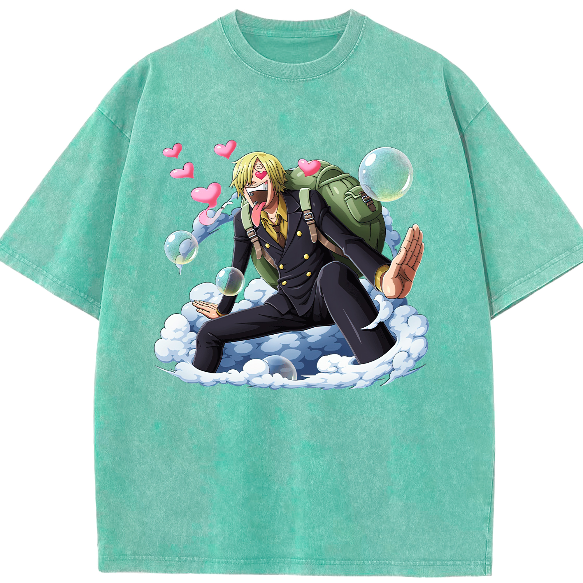 （画像用） ワンピース サンジ ONE PIECE Sanji 綿100% ヴィンテージ風 半袖Tシャツ（フロントプリント）